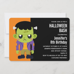 Grönt Frankenstein Monster Halloween-inbjudan Inbjudningar