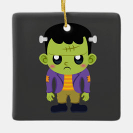 Grönt Frankenstein Monster Halloween Julgransprydnad Keramik