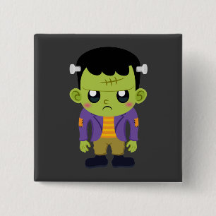 Grönt Frankenstein Monster Halloween Knapp