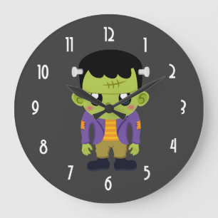 Grönt Frankenstein Monster Halloween Large Clock Stor Klocka