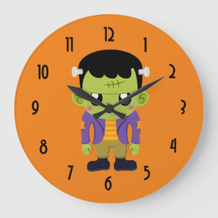 Grönt Frankenstein Monster Halloween Large Clock Stor Klocka