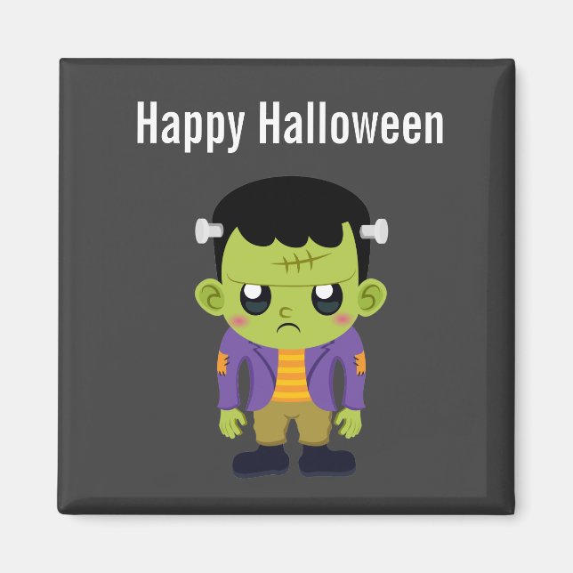Grönt Frankenstein Monster Halloween Magnet (Framsidan)