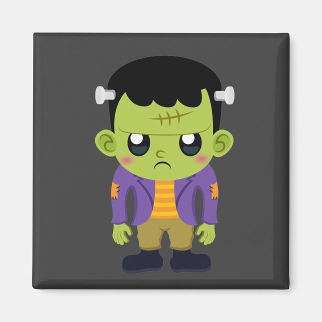 Grönt Frankenstein Monster Halloween Magnet (Framsidan)