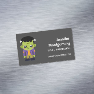 Grönt Frankenstein Monster Halloween Magnetiska Visitkort