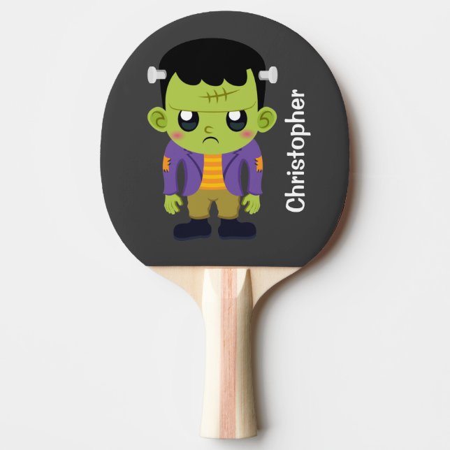 Grönt Frankenstein Monster Halloween Pingisracket (Framsidan)