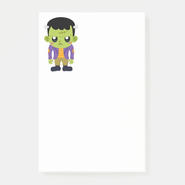 Grönt Frankenstein Monster Halloween Post-it Block (Framsida)