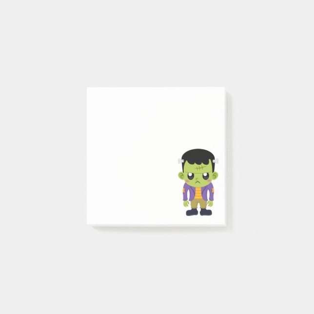 Grönt Frankenstein Monster Halloween Post-it Block (Framsida)