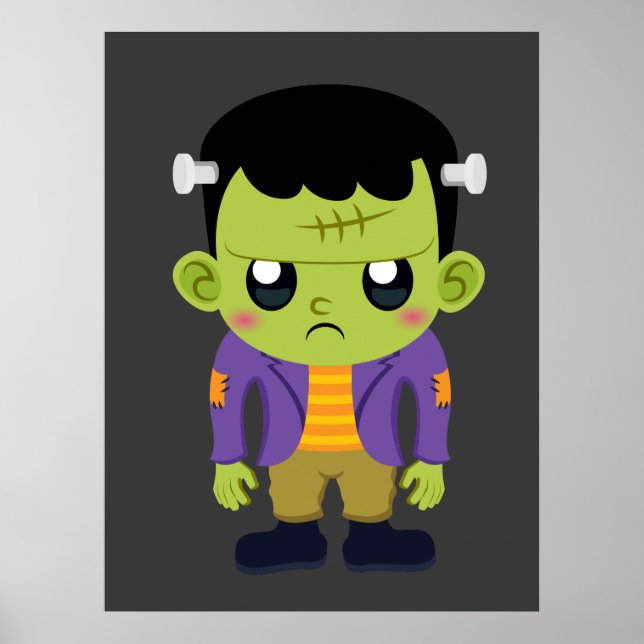 Grönt Frankenstein Monster Halloween Poster (Framsidan)