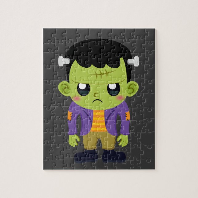Grönt Frankenstein Monster Halloween Pussel (Vertikal)