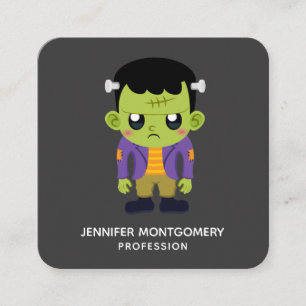 Grönt Frankenstein Monster Halloween Square Busine Fyrkantigt Visitkort