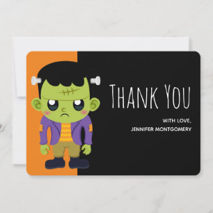 Grönt Frankenstein Monster Halloween Tack Kort