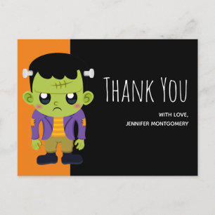 Grönt Frankenstein Monster Halloween Tack Vykort