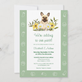 Grönt Fransk Bulldog Hund Baby Shower-inbjudan Inbjudningar