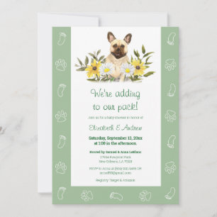 Grönt Fransk Bulldog Hund Baby Shower-inbjudan Inbjudningar