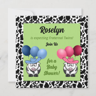 Grönt Fraternal Twillingar Baby Shower Inbjudningar