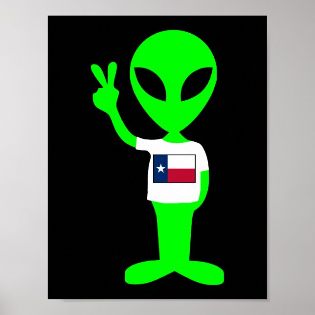 Grönt Fredstecken Alien Texas Fläkt Poster (Framsidan)