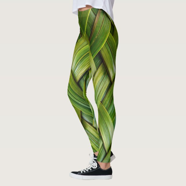 Grönt Fresh Bamboo Weave Leggings (Vänster)
