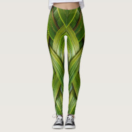 Grönt Fresh Bamboo Weave Leggings