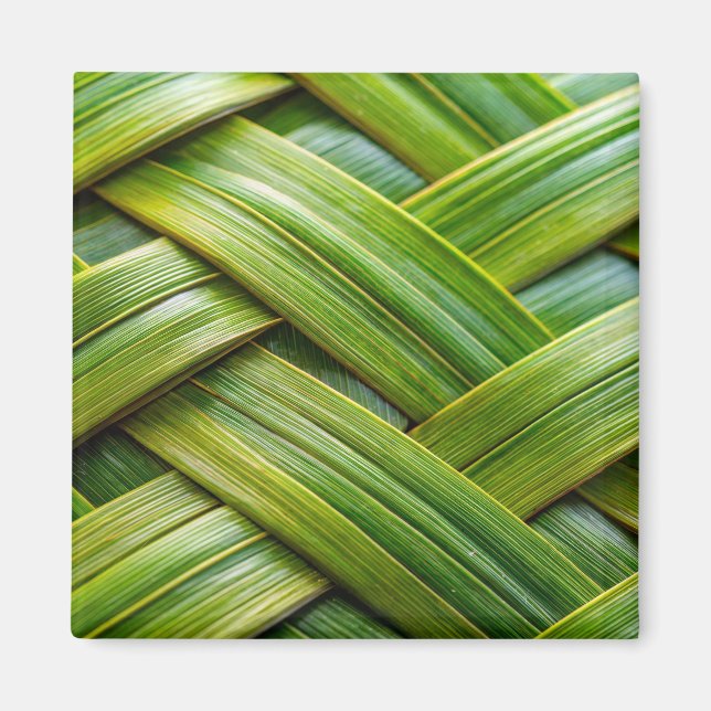 Grönt Fresh Bamboo Weave Magnet (Framsidan)