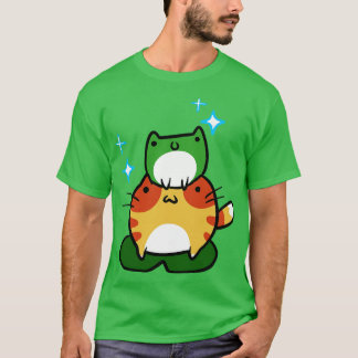 Grönt Frog and Orange Tabby Frog T Shirt
