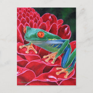 Grönt Frog Animal Art Painting - Multipelfärgning Vykort