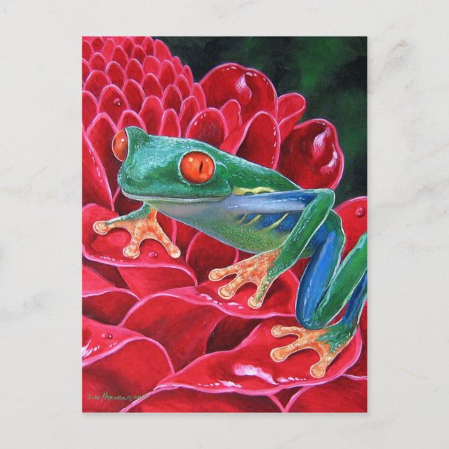 Grönt Frog Animal Art Painting - Multipelfärgning Vykort (Framsida)