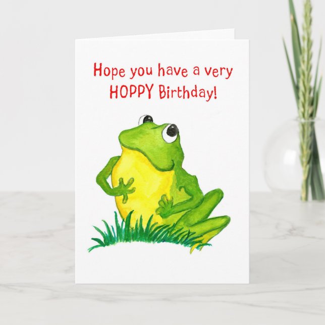 Grönt Frog Birthday Card Kort (Framsida)