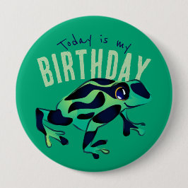 Grönt Frog Button Birthday Knapp