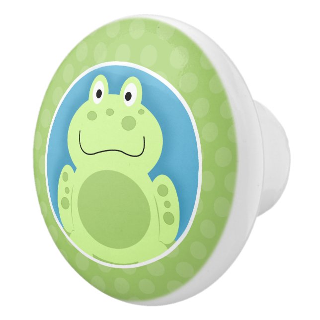 Grönt Frog Cute Kids Nursery Knopp (Höger)