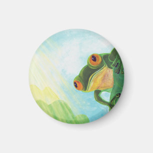 Grönt Frog fånga solstrålning Magnet