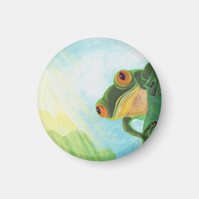 Grönt Frog fånga solstrålning Magnet (Framsidan)