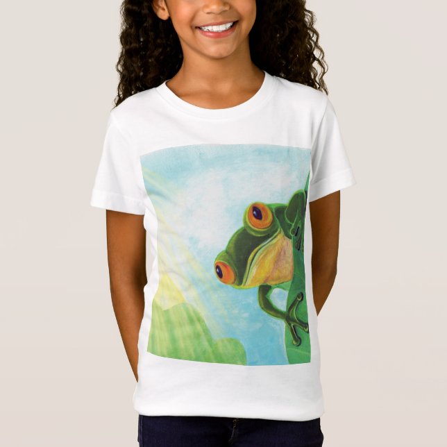 Grönt Frog fånga solstrålning T Shirt (Framsida)