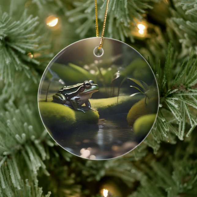 Grönt Frog Forest Life Julgransprydnad Keramik (Träd)