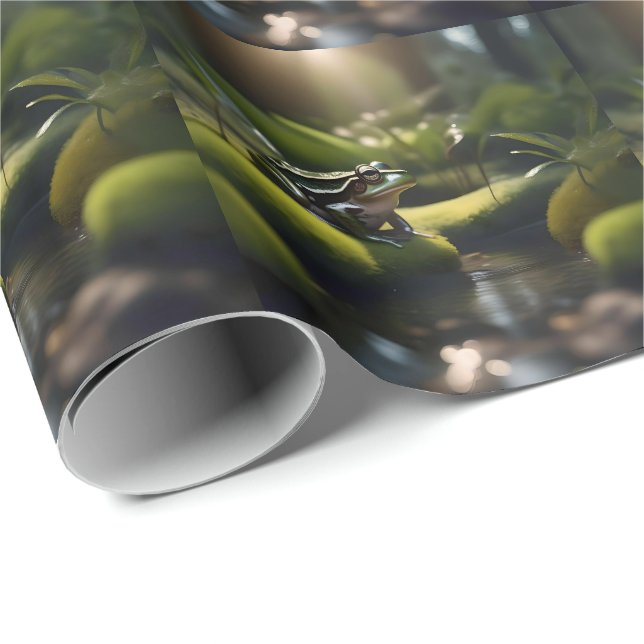 Grönt Frog Forest Life Presentpapper (Rullad Hörn)