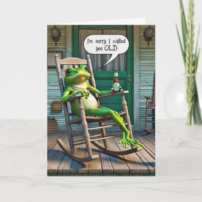 Grönt Frog - Gammal födelsedag Humor Kort (Framsida)