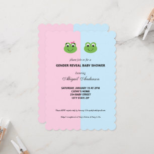 Grönt Frog Gender Reveal Baby Shower-inbjudan Inbjudningar