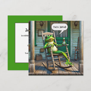 Grönt Frog Hämtar Födelsedagsfest Inbjudningar