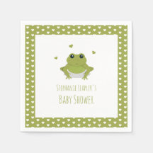 Grönt Frog Hearts Namn Baby Shower