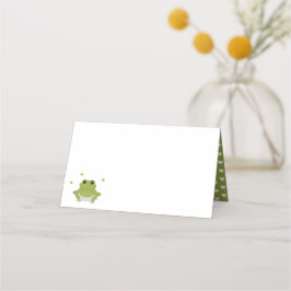 Grönt Frog Hearts Namn Baby Shower Placeringskort