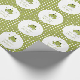 Grönt Frog Hearts Namn Baby Shower Presentpapper