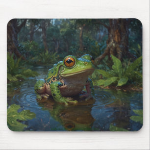 Grönt Frog i en damm Musmatta