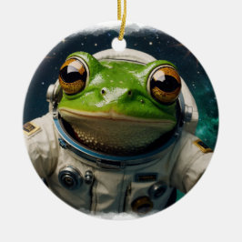 Grönt Frog in Space Julgransprydnad Keramik