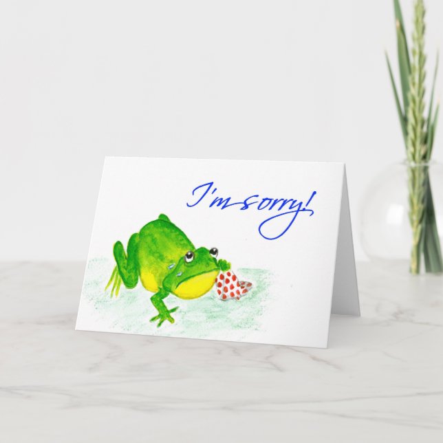 Grönt Frog "Jag är ledsen!" Kort (Framsida)