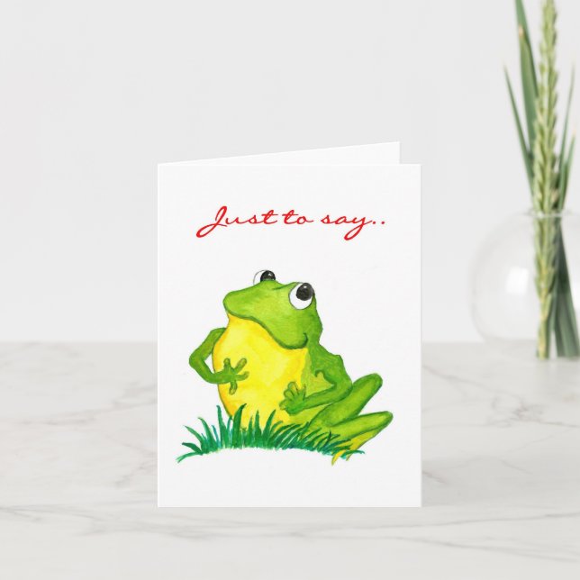 Grönt Frog 'Just to say' Notecard Kort (Framsida)