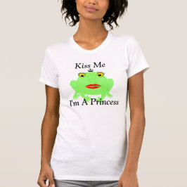 Grönt Frog Kiss Me jag är prinsessa T-shirt