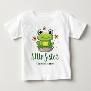Grönt Frog Little Sister Custom Name T Shirt