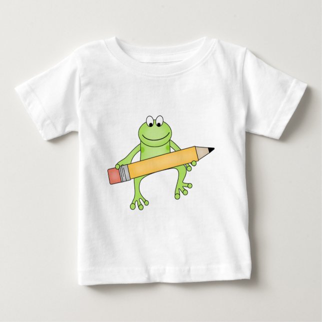 Grönt Frog med blyertskjortor och presenter Tee (Framsida)