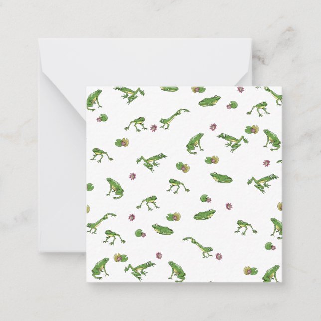 Grönt Frog Mönster Anteckningskort (Framsida)