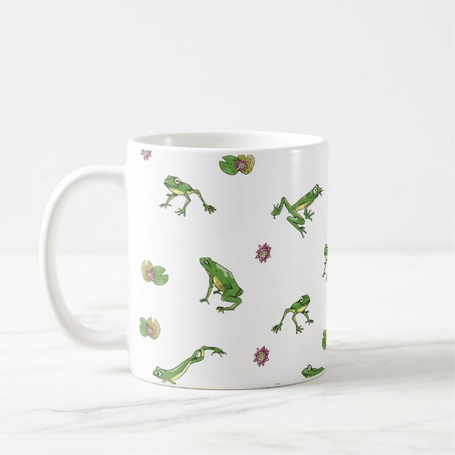 Grönt Frog Mönster Kaffemugg (Vänster)
