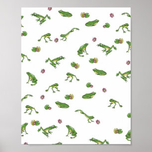 Grönt Frog Mönster Poster